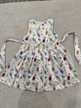 Lola & the Boys Satin White Kids Dress with Multicolor Icecream Cartoon Print🍦